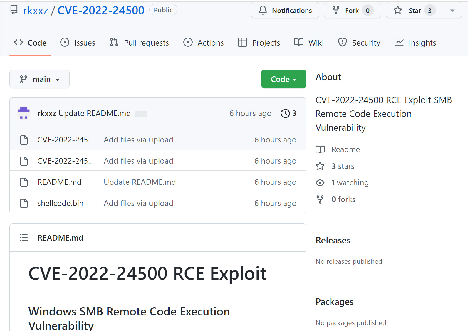 Fake CVE-2022-24500 PoC posted to GitHub