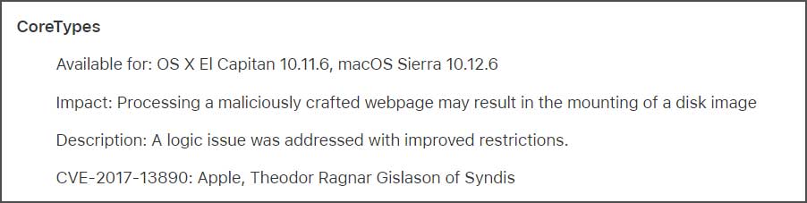 CoreTypes Vulnerability CVE-2017-13890