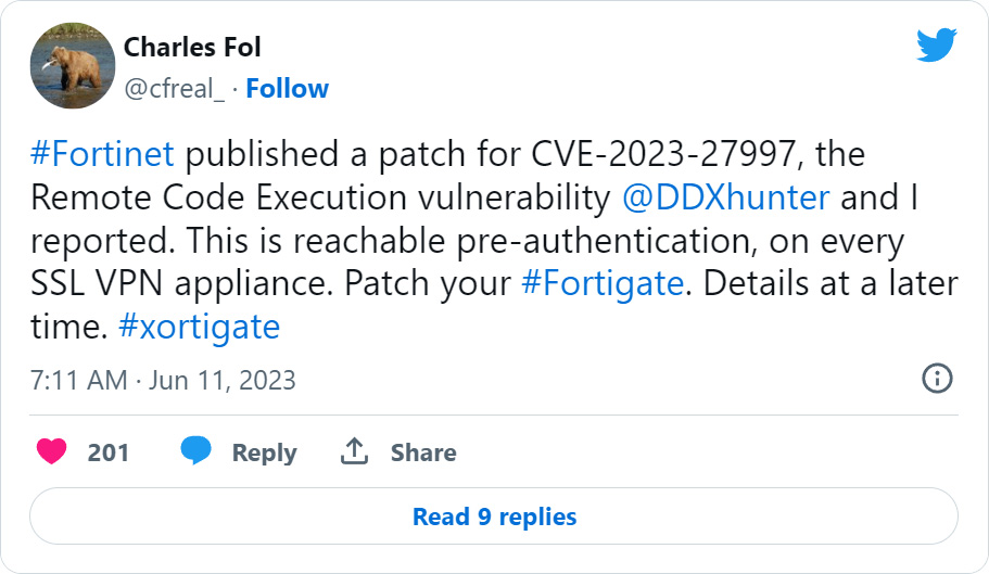 Tweet by Charles Fol