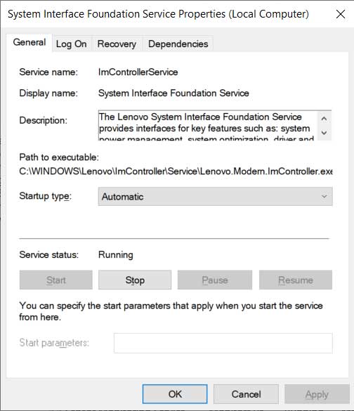 Lenovo IMControllerService Windows service