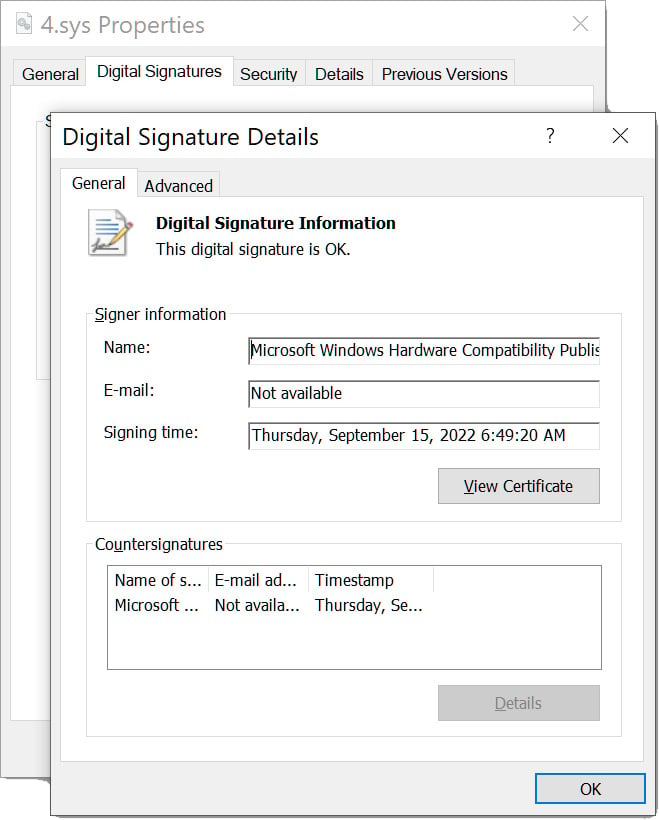 POORTRY driver signed by Microsoft