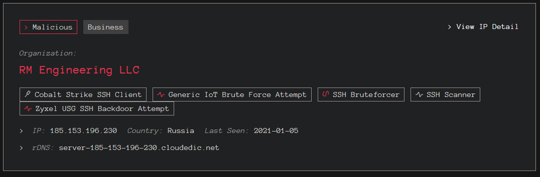 IP address scanning for Zyxel SSH backdoor