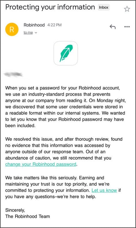 Robinhood Email