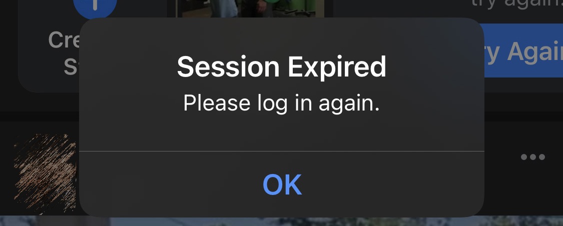 Message shown to users when logged out of Facebook