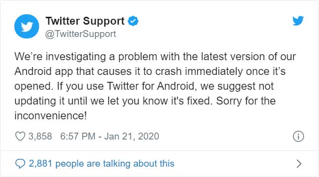 Twitter Support Tweet