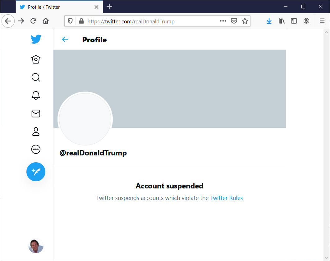 Twitter suspends Trump