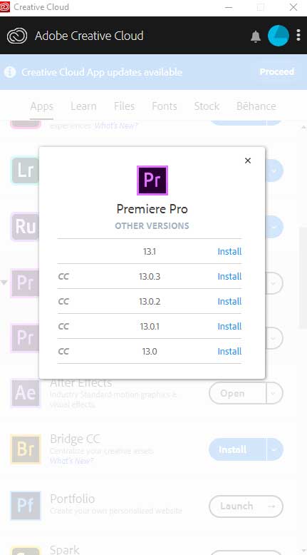 Limited versions in Creative Cloud