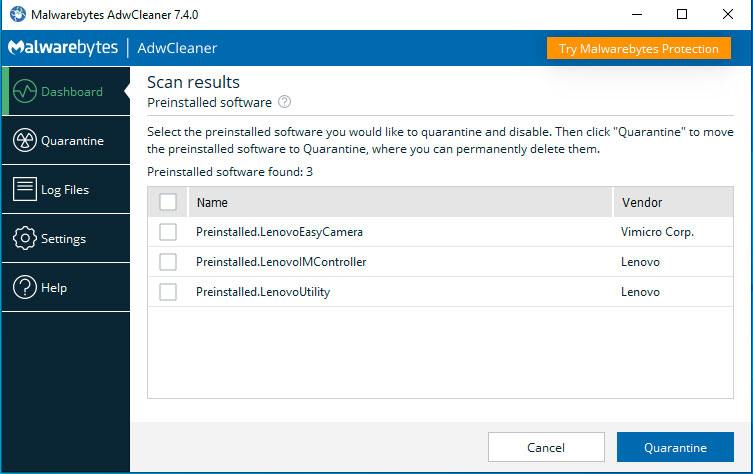 Detected Preinstalled Software