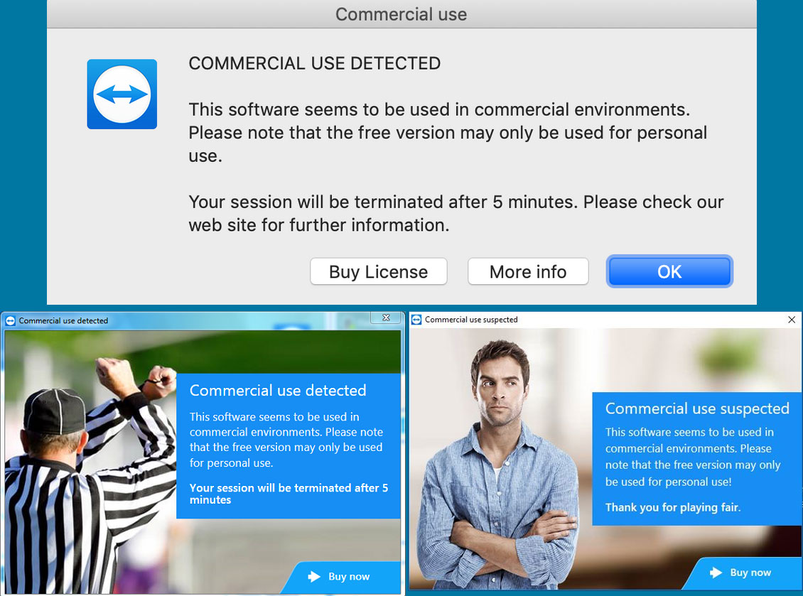 TeamViewer Commercial use detected alerts