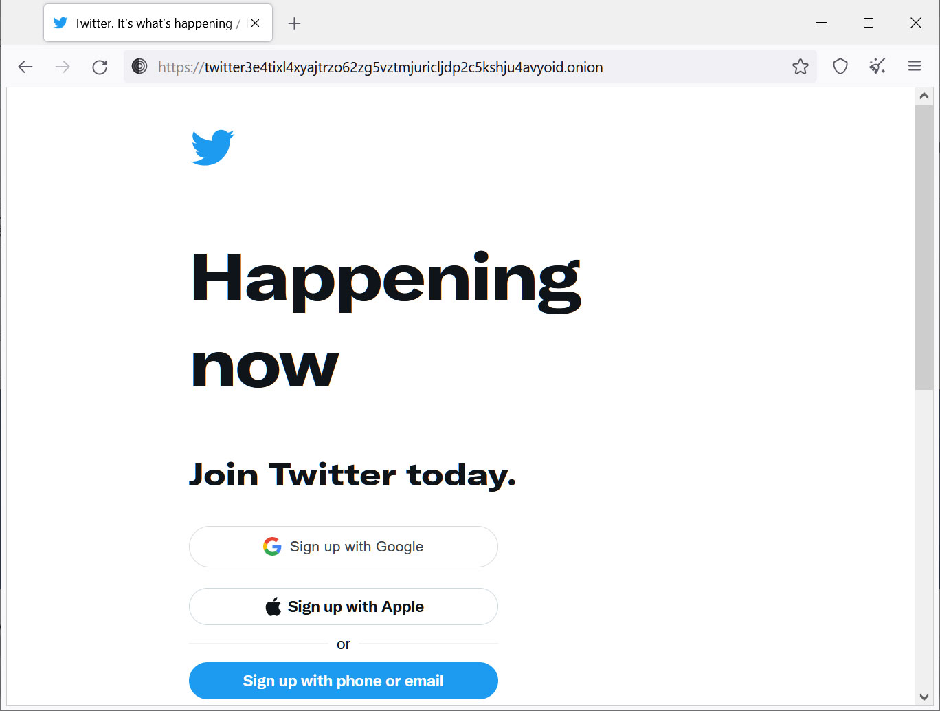 Accessing Twitter over Tor