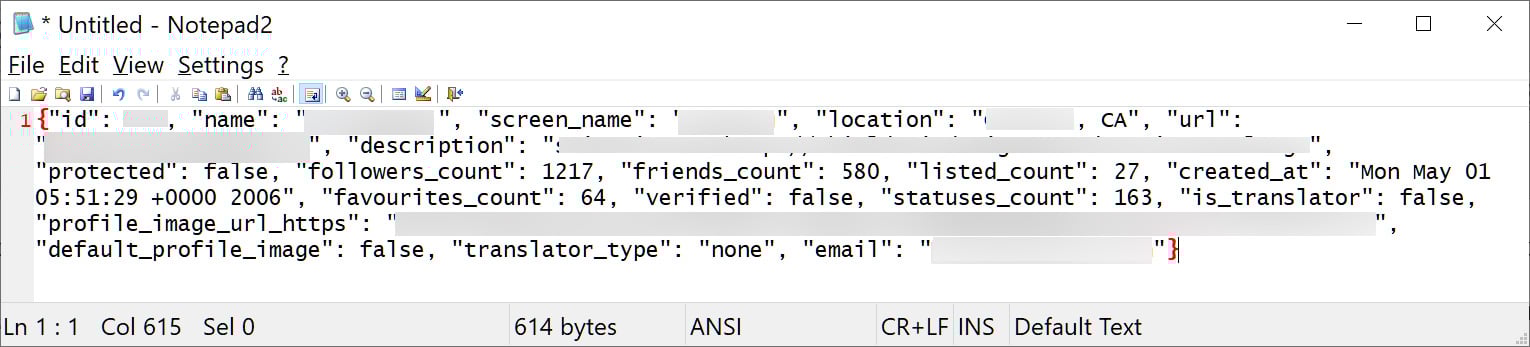 A redacted example of a leaked Twitter user recording