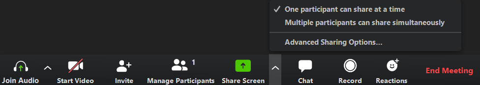 Share screen advanced settings