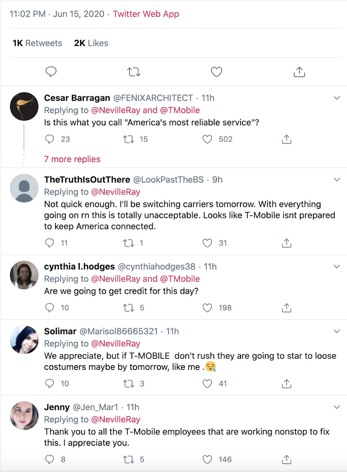 Angry customer tweets