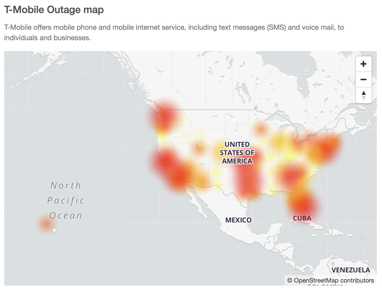 T-Mobile outage map