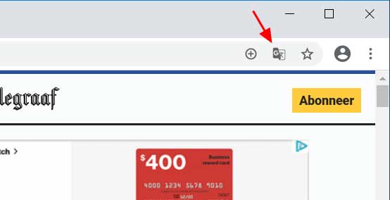Botón Traducir en la barra de direcciones de Chrome