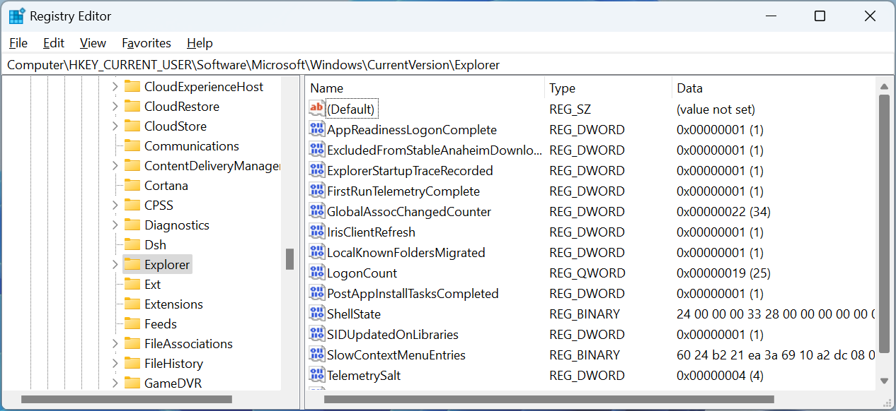 Ver claves y valores de registro en el Editor del Registro de Windows
