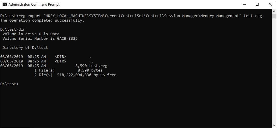 Using the Reg.exe command from an Elevated Command Prompt