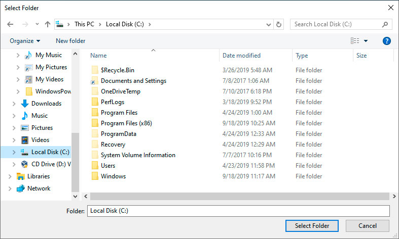 Select the drive to scan