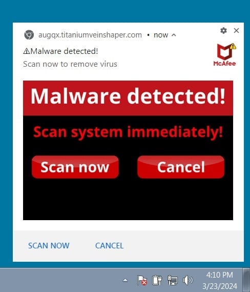 Browser notification spam promoting affiliate scams