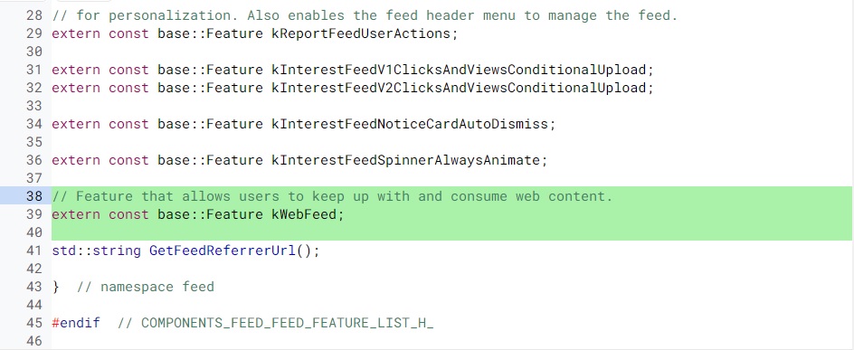 Chrome feed