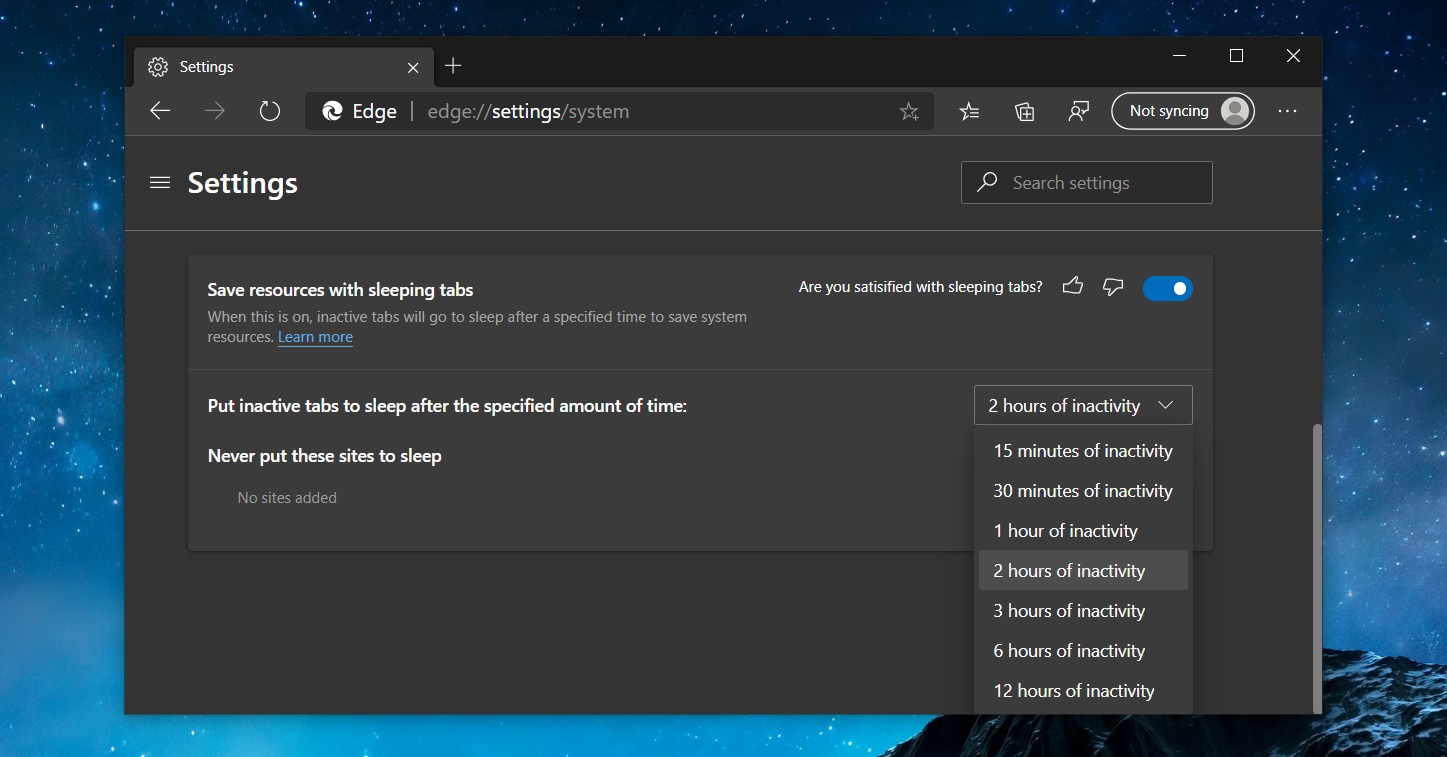 Edge sleeping tabs
