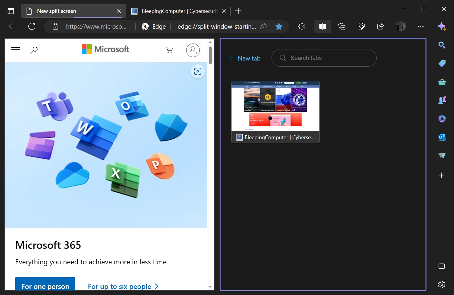 Microsoft Edge's New Split-Screen Feature