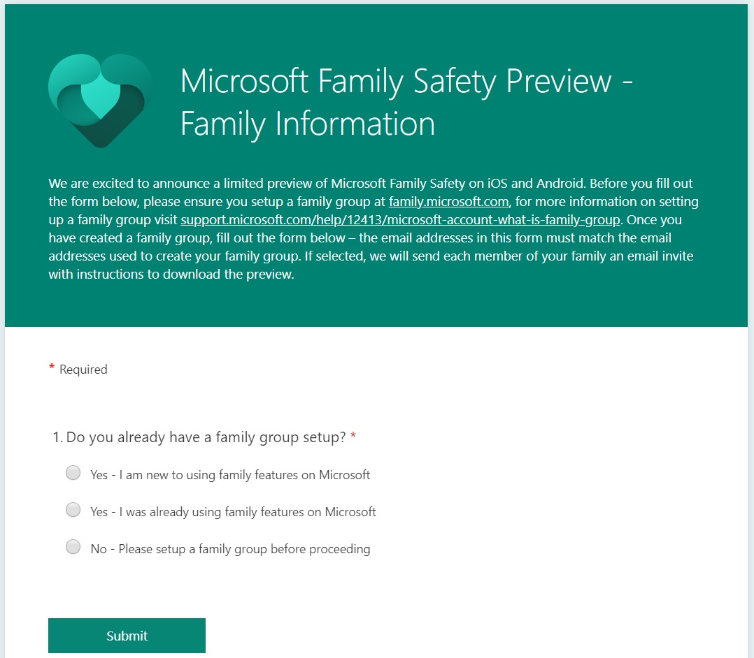 Family Safety signup