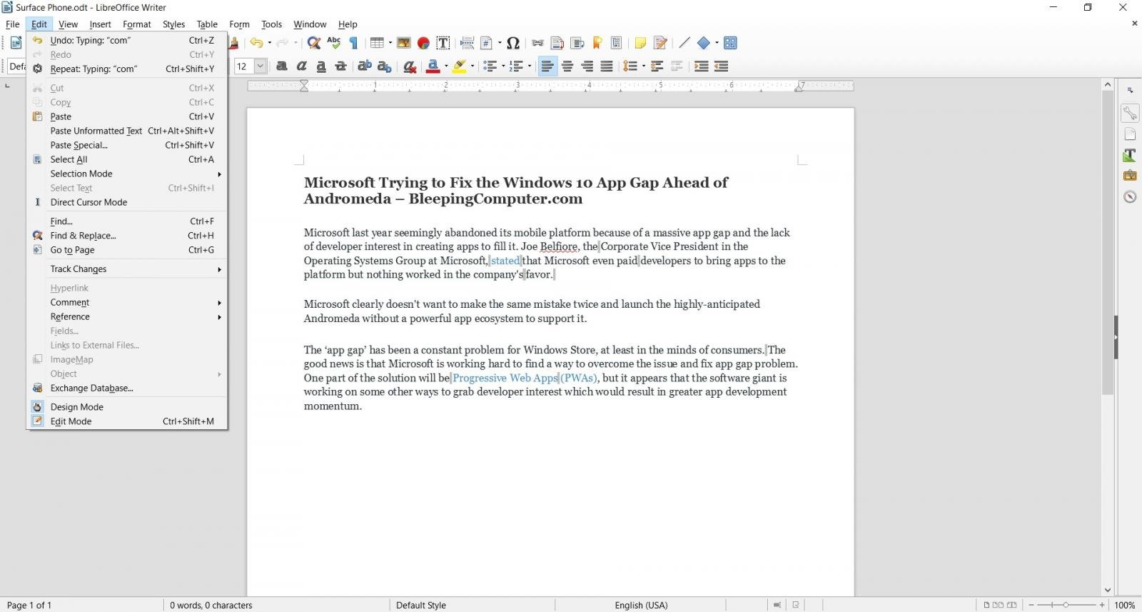 Unknown Dev Brings LibreOffice to Windows 10 via the Microsoft Store