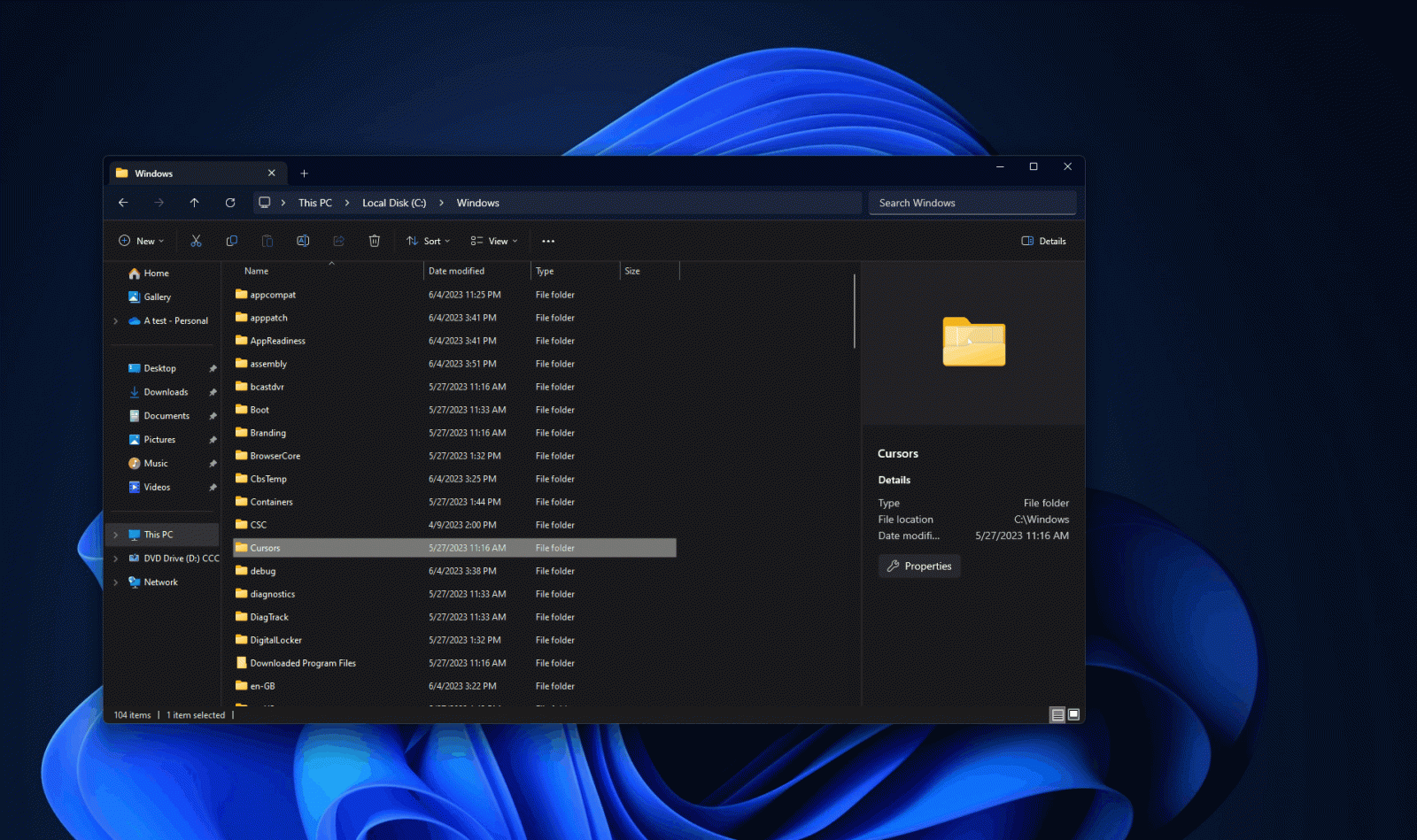 The modern Windows 11File Explorer