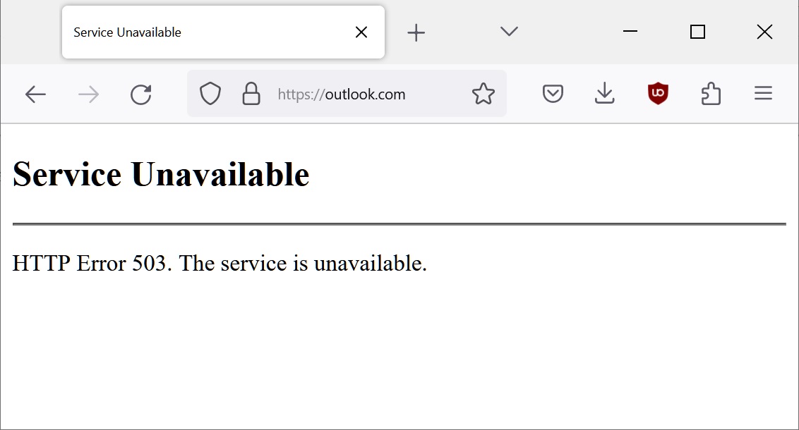 Outlook.com displays 503 error