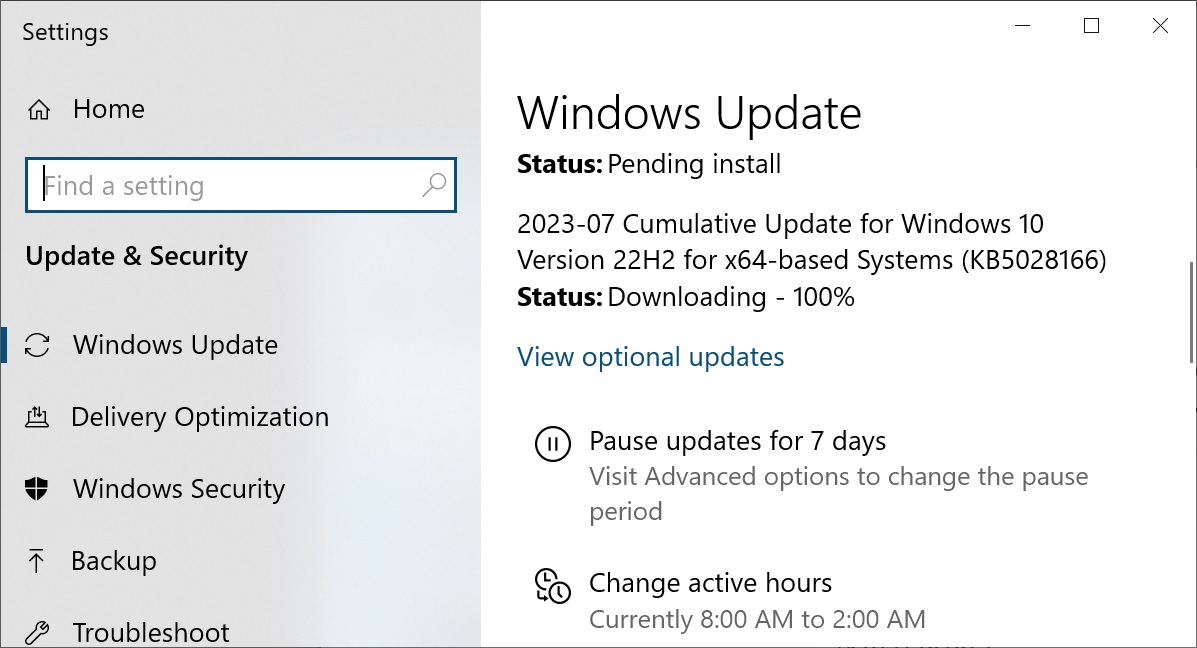 Windows 10 update