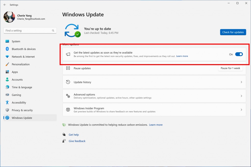 New option in Settings to download Windows 11 updates sooner