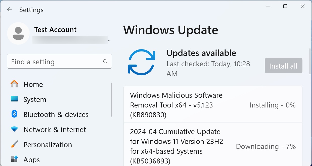 Windows Update'te KB5036893 güncelleştirmesini yükleme