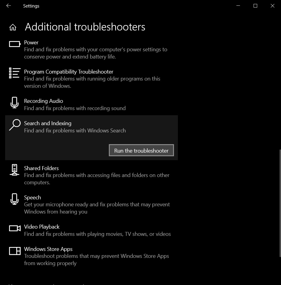 Additional troubleshooter