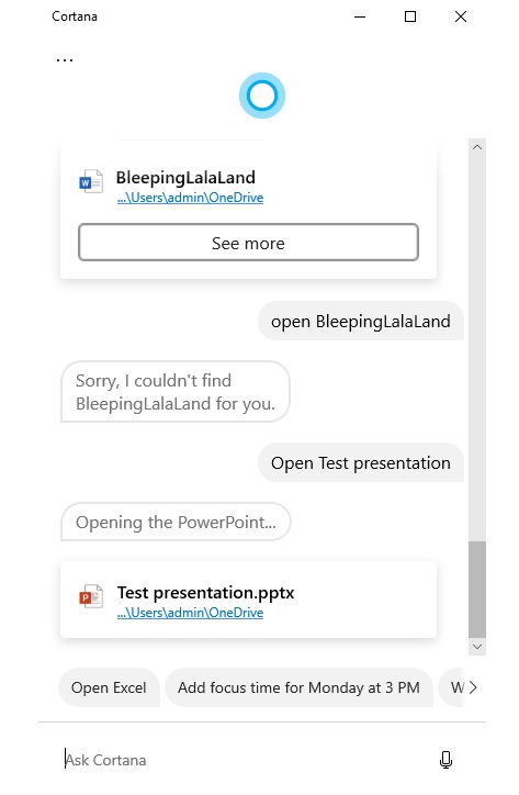 Cortana find files