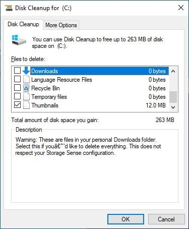 downloaded files disk cleanup