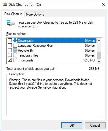 windows 10s disk cleanup getting a new warning about downloads folder personal downloads