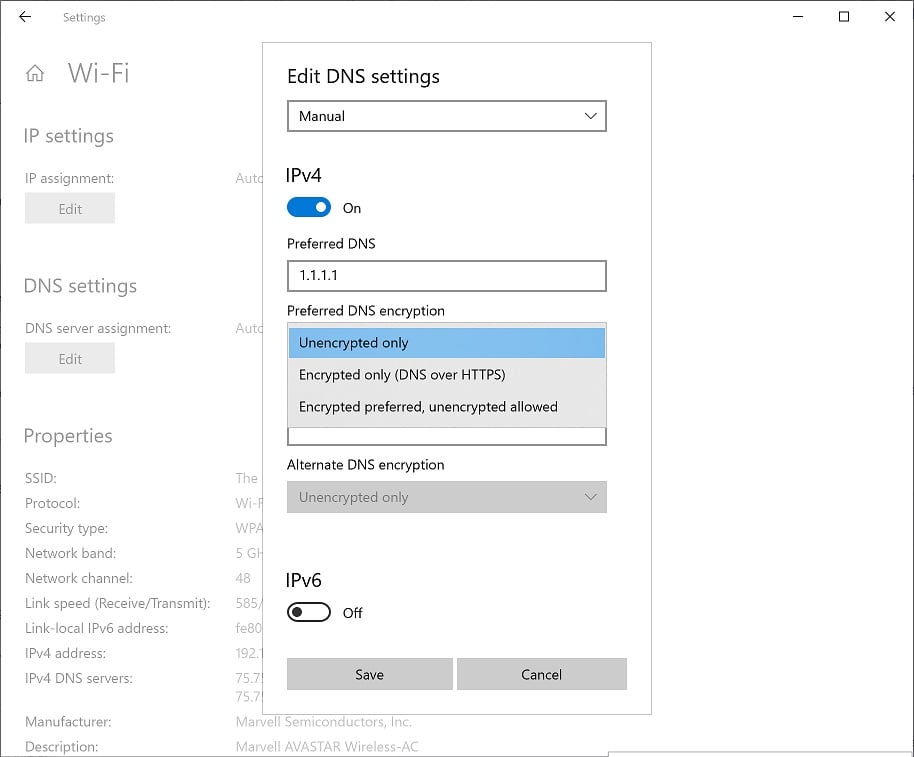 New DNS over HTTPS (DoH) feature