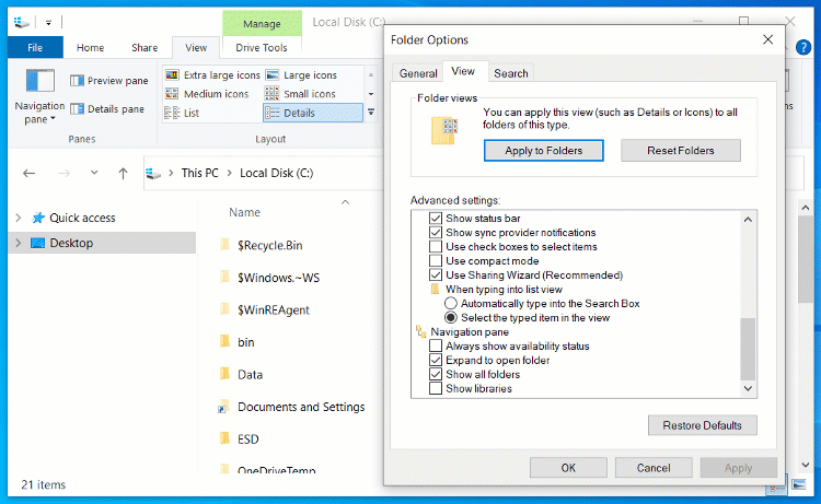 New File Explorer compact mode