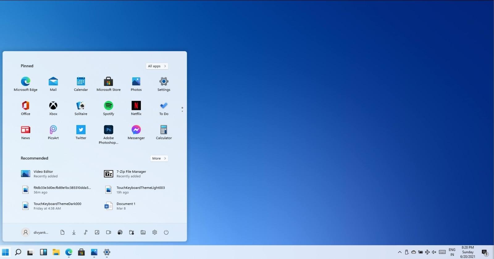 Left-aligned Start Menu