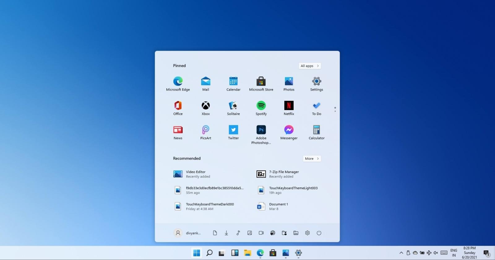 Centered Start Menu