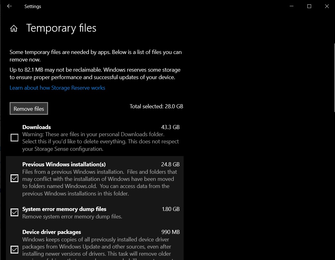Manage Storage Settings