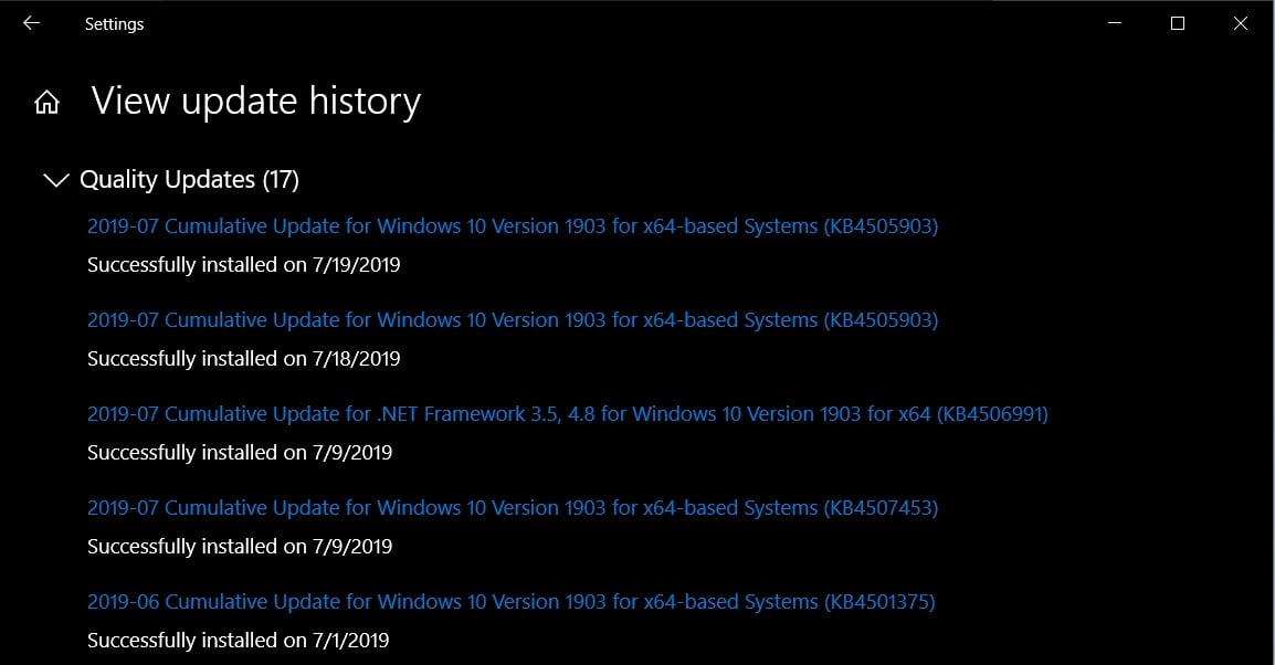 windows 10 check for all updates