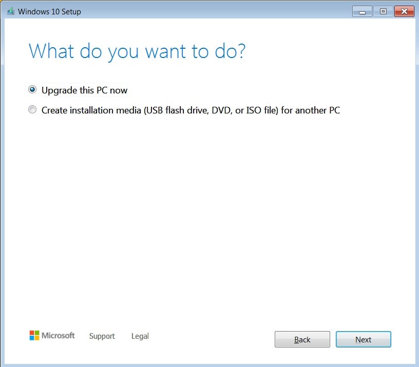 windows media creation tool upgrade