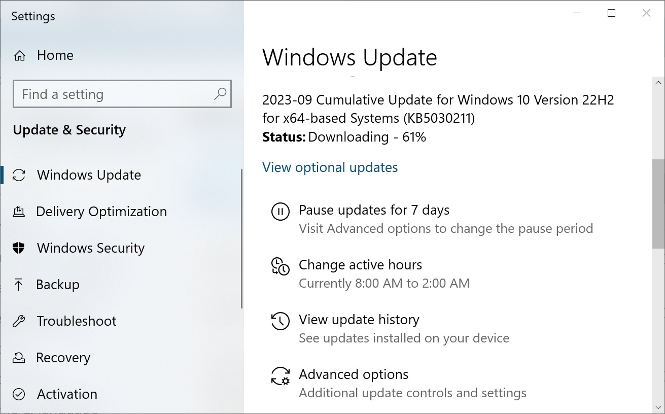 Windows 10 update