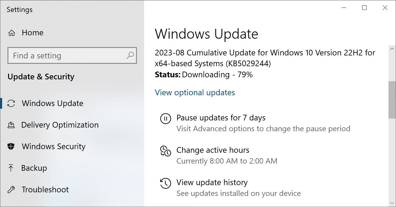 Windows 10 KB5029244 update